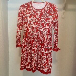 Red and White Floral Kids Dress